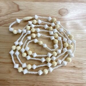 Vintage 42" Celluloid & Milk Glass Necklace Barrel Closure